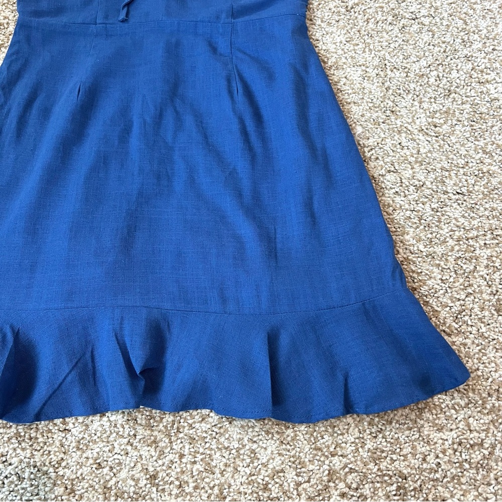 Lulus Days Like This Royal Blue Sleeveless Ruffled Linen Blend Mini Dress Sz XS - Picture 7 of 16